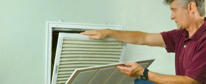 Changing an indoor air filter on an indoor air conditioning unit