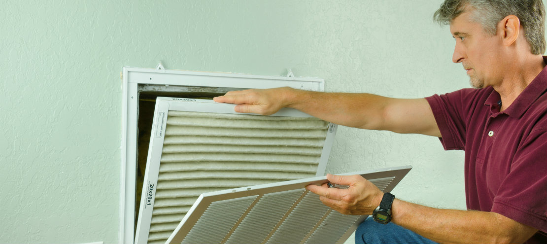 Changing an indoor air filter on an indoor air conditioning unit