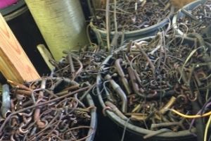 copper piping reclaimed from HVAC units ready to recycle
