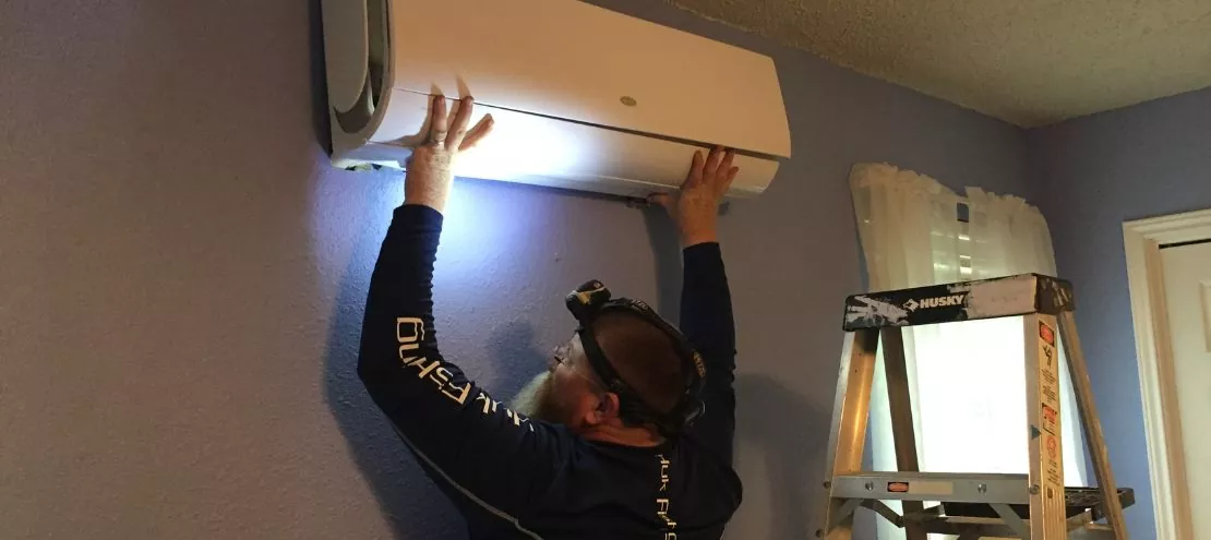 Rob Terry installing a mini-split in Richmond Texas